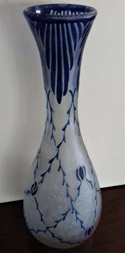 Legras grand vase givré bleu - grand,